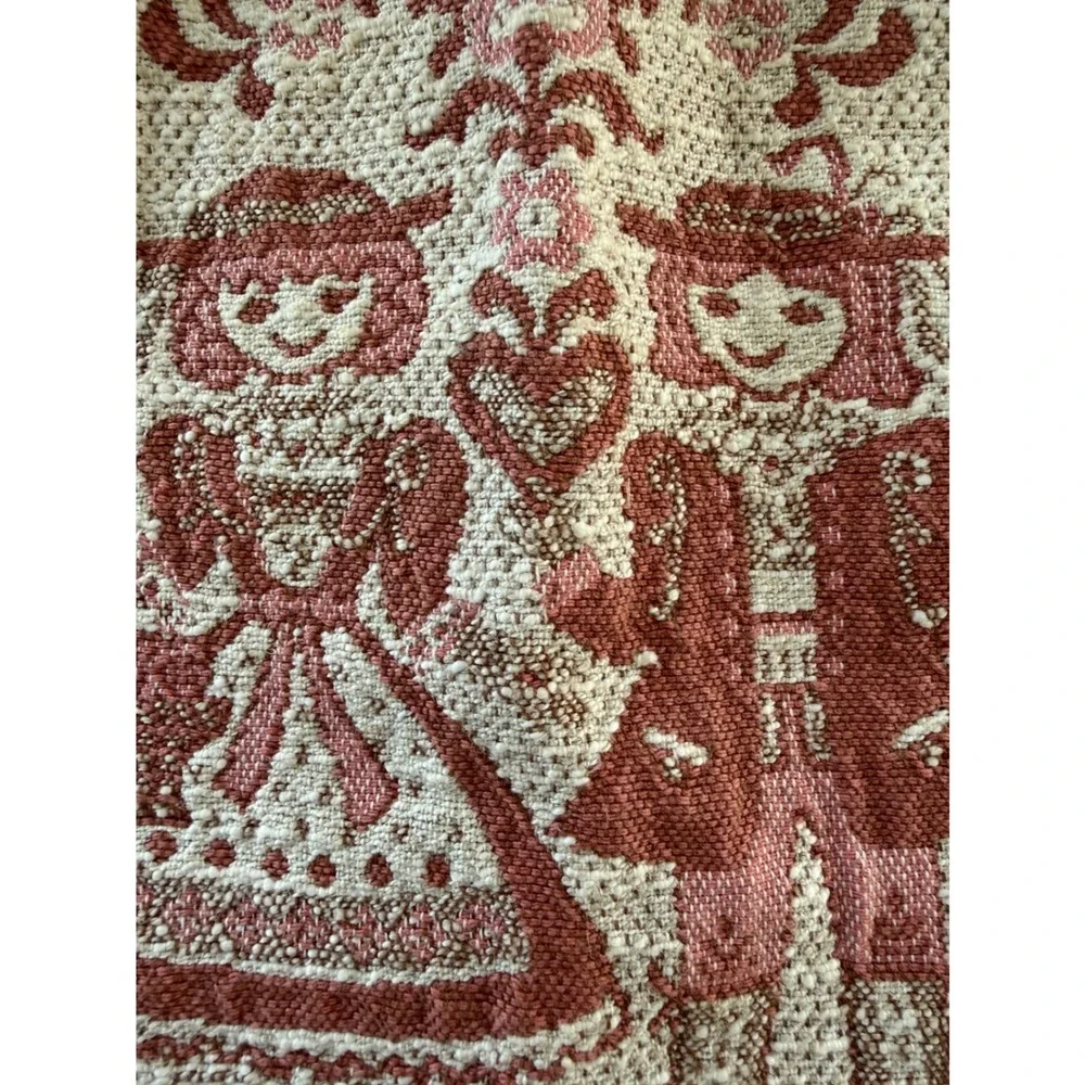 Vintage Kolf Austria Apron Linen Cotton Crochet Trim One Size Pink White